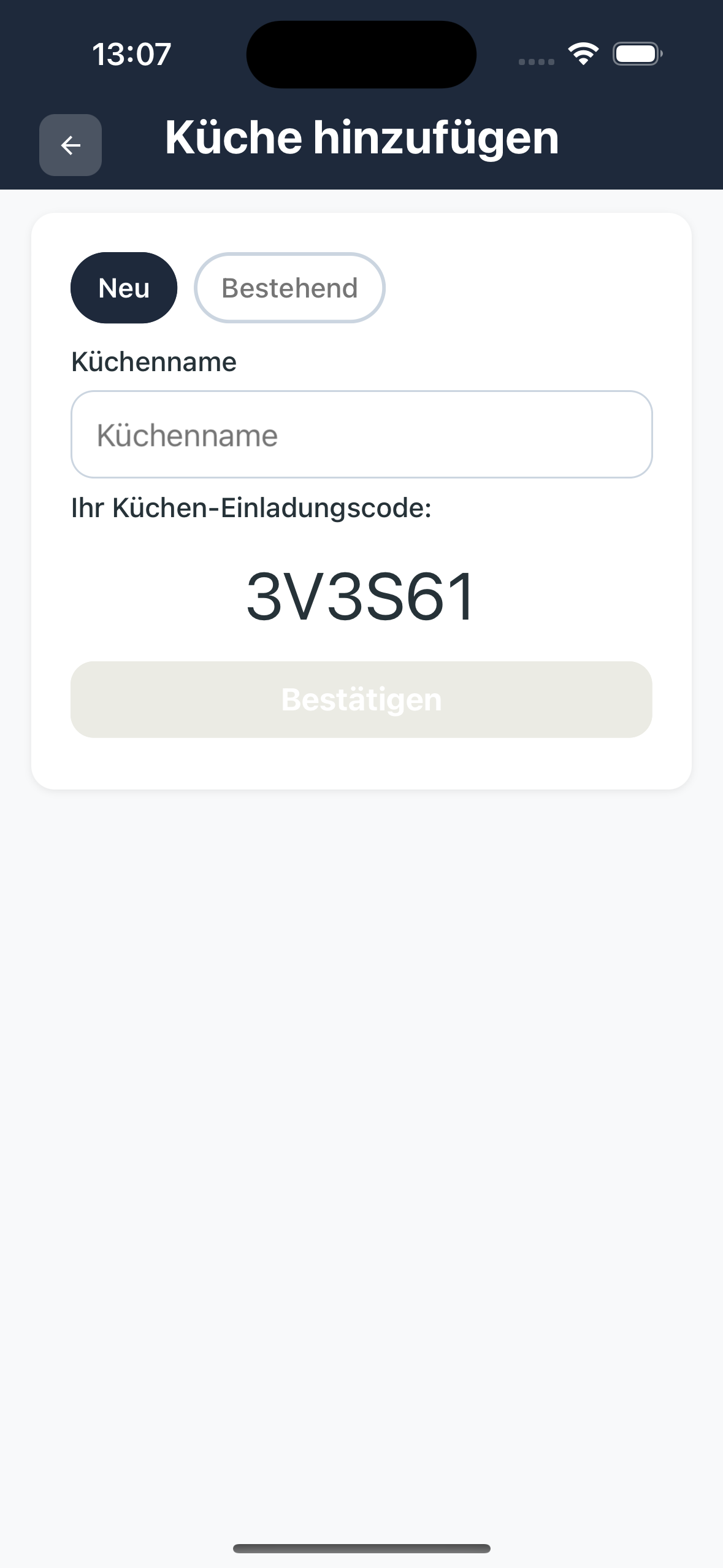 Neue Küche Tab