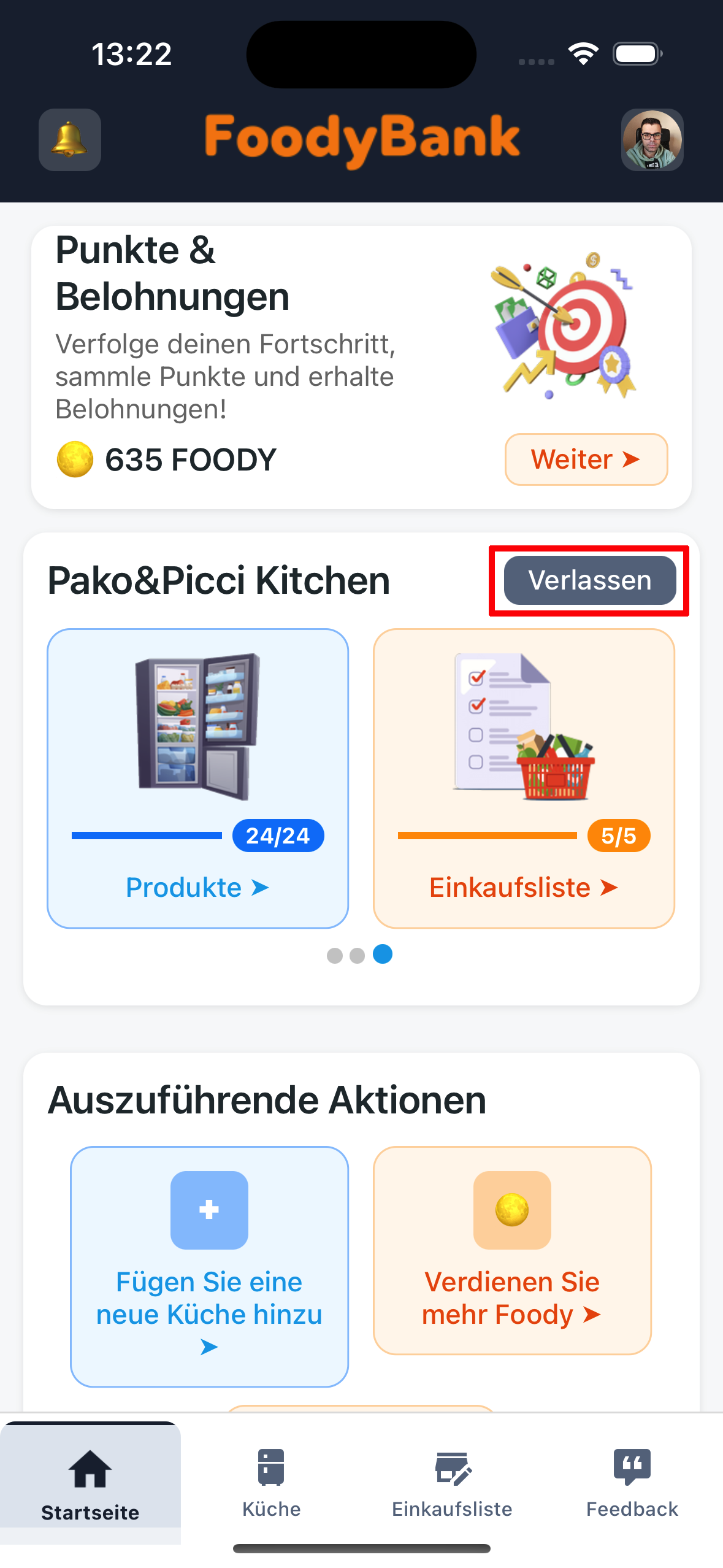 Küche verlassen