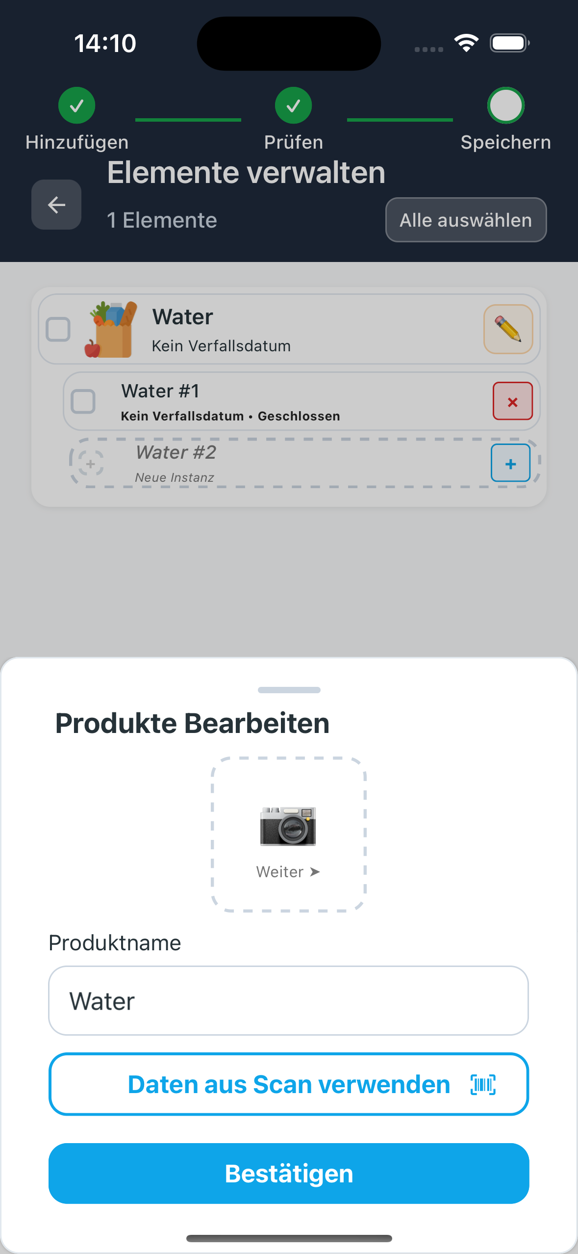 Bearbeiten Popup