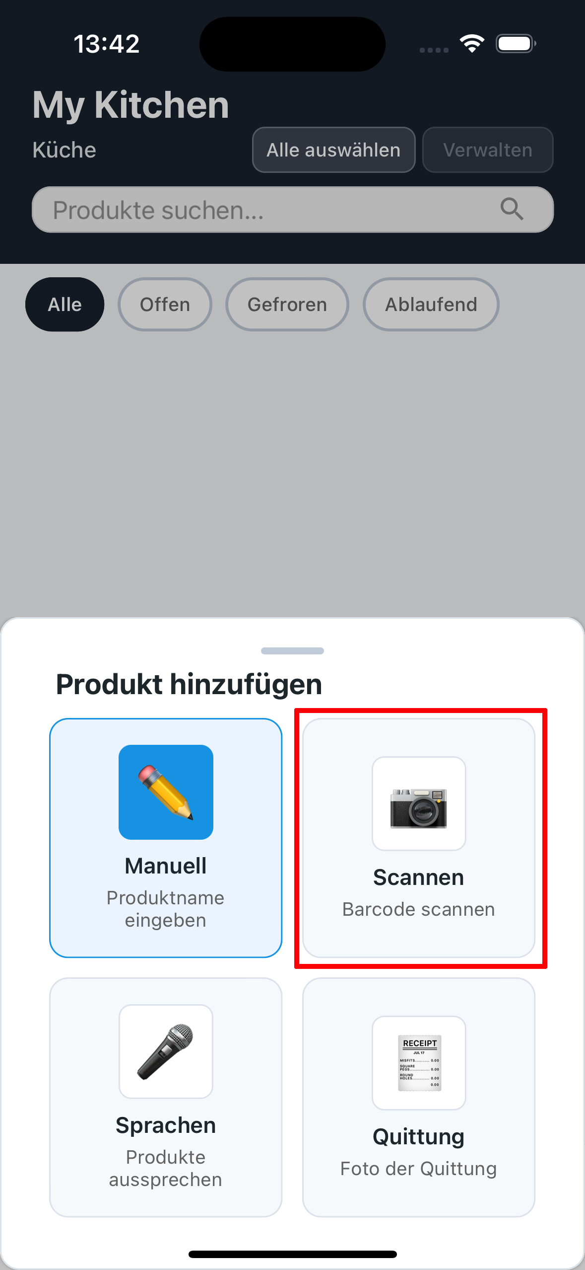 Optionsmenü