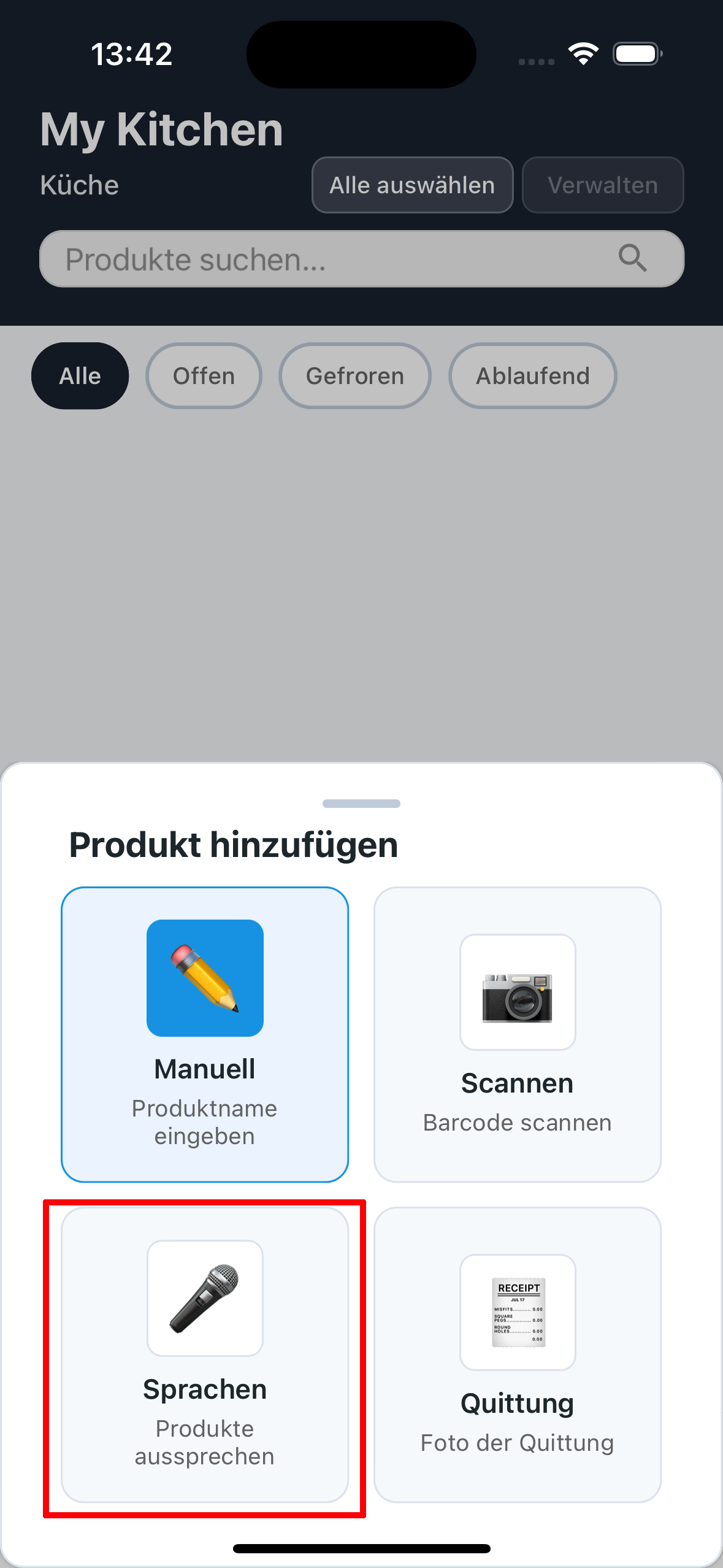 Optionsmenü