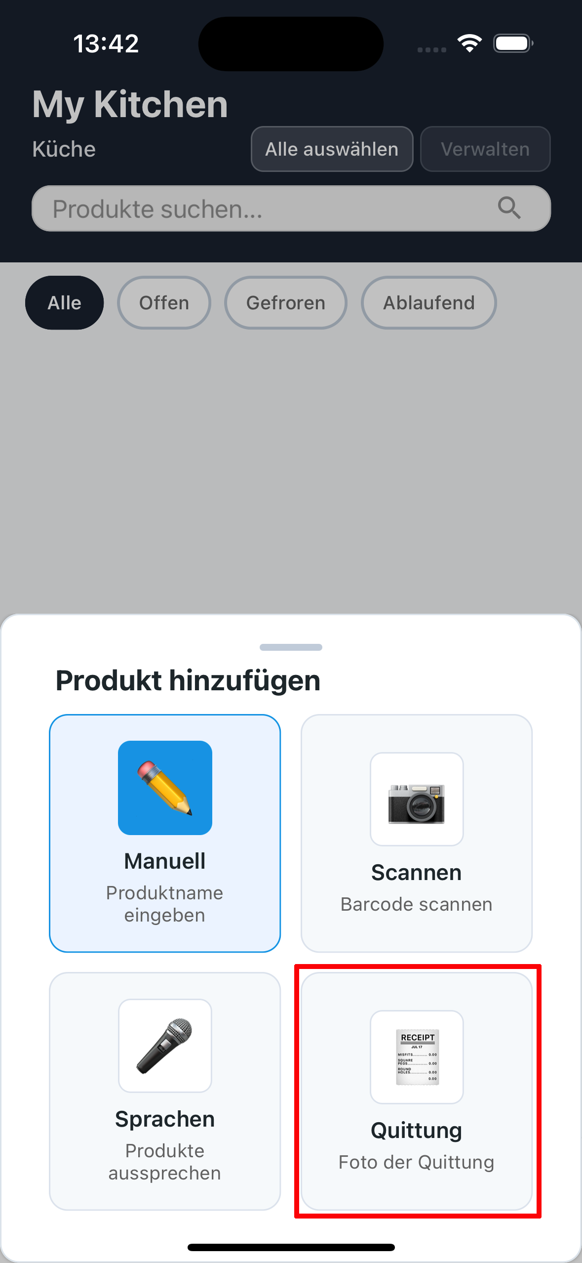 Optionsmenü