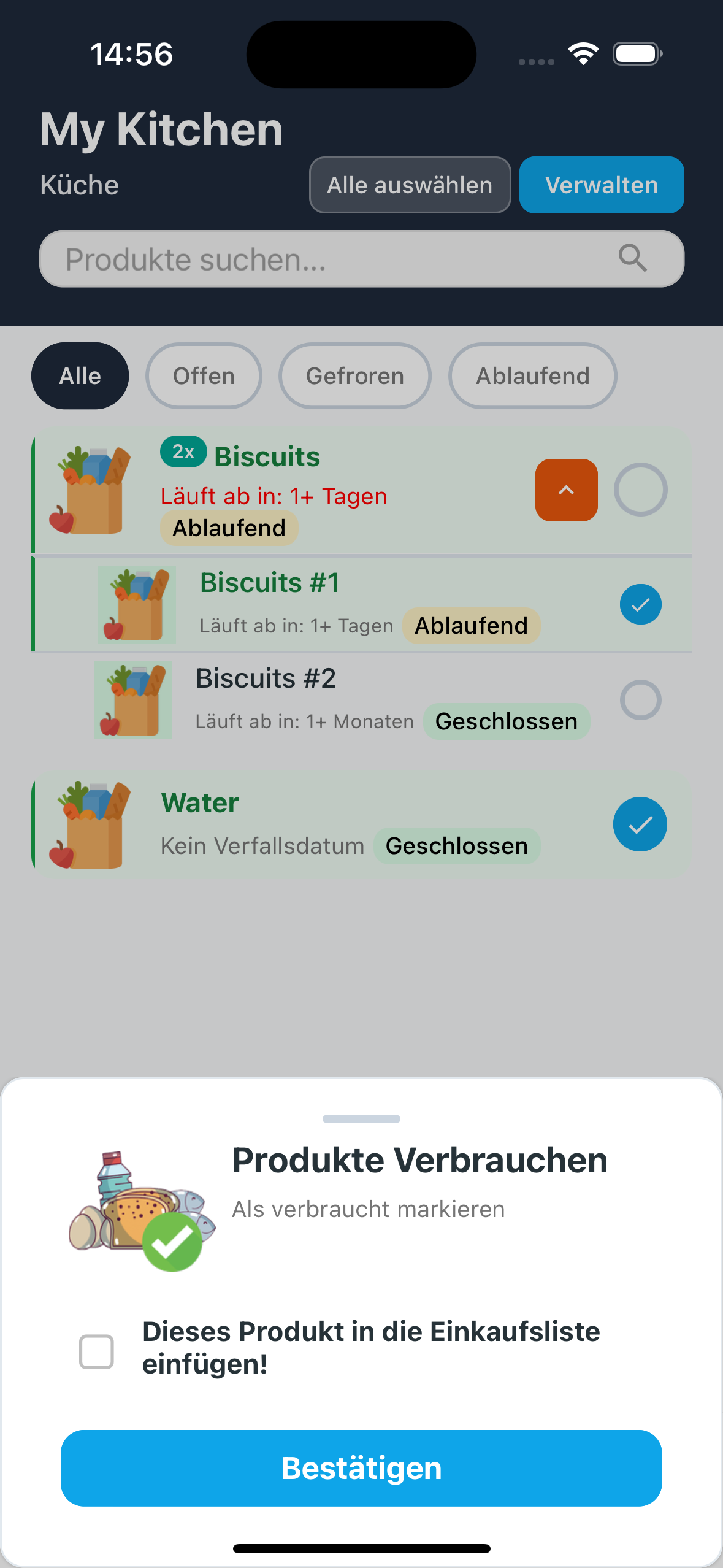 Konsumieren-Modal