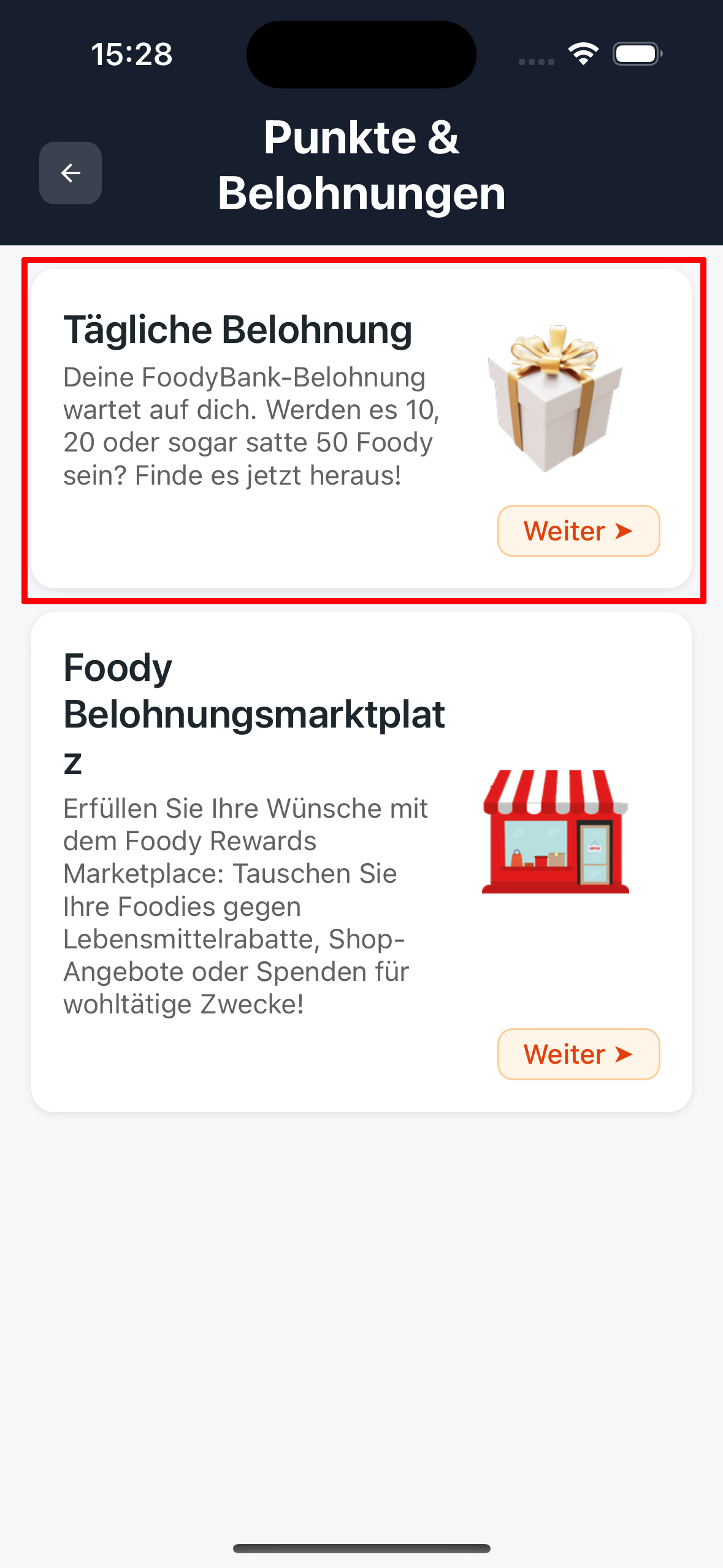 Tägliche Belohnungskarte