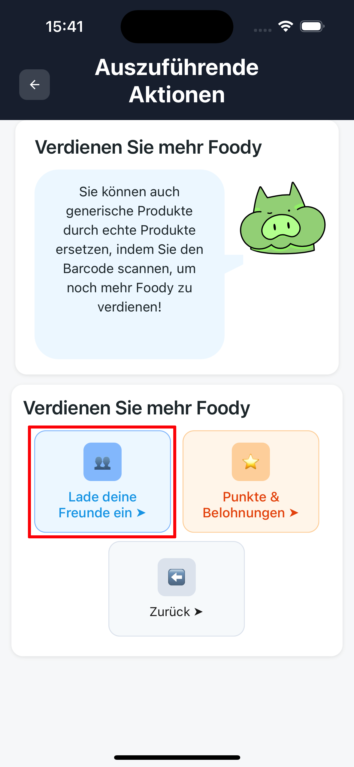 Einladung teilen Schaltfläche