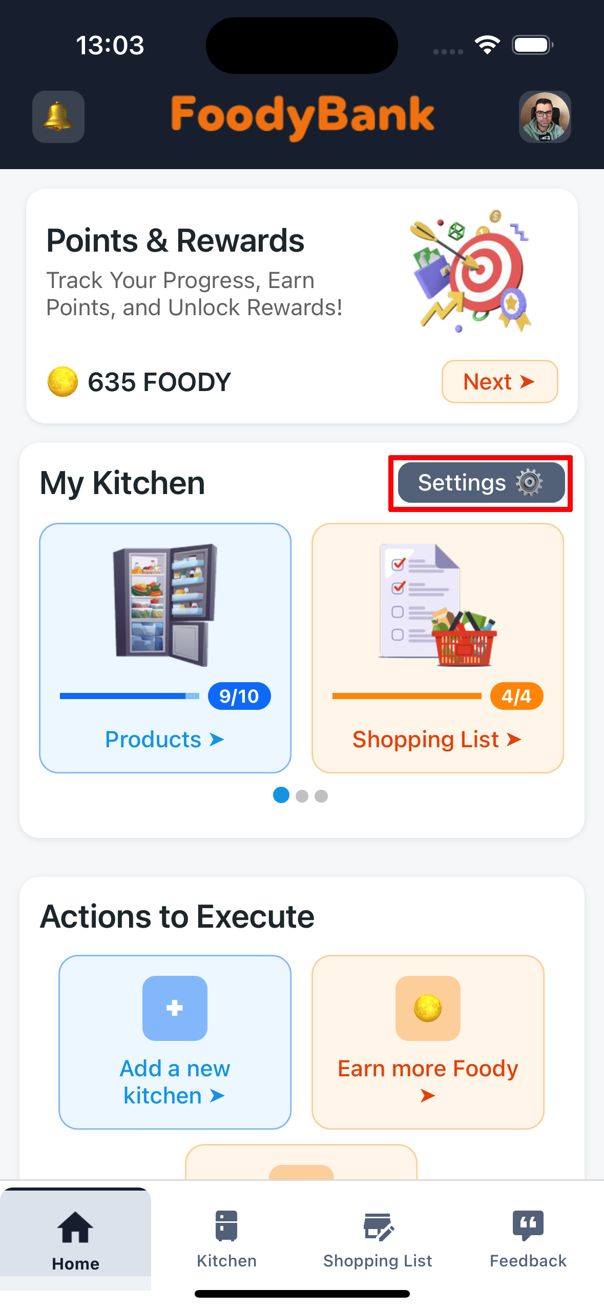 Settings button