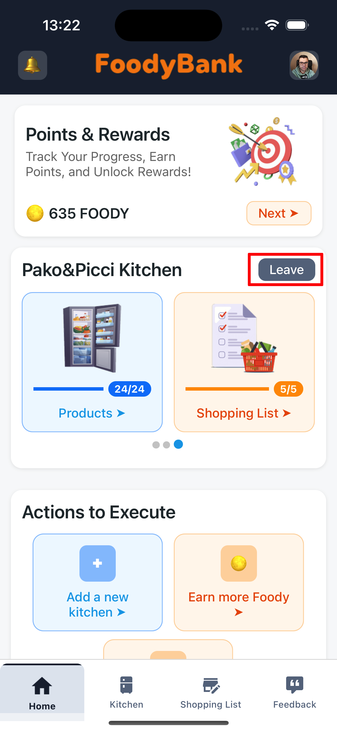 Leave kitchen