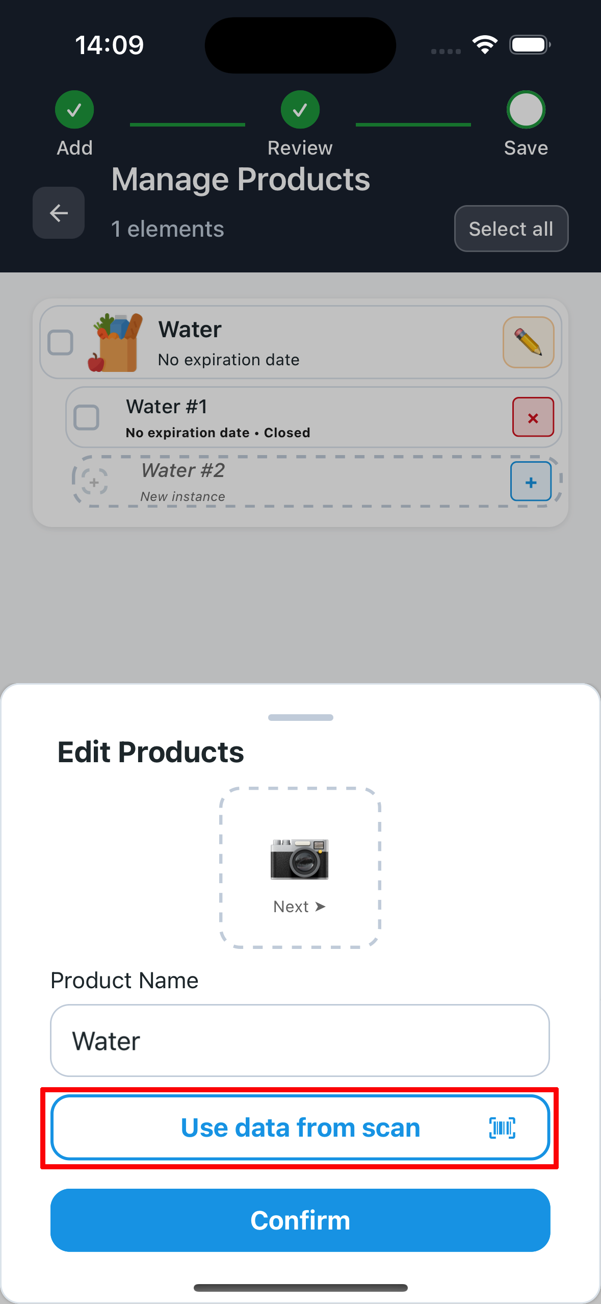 Edit popup