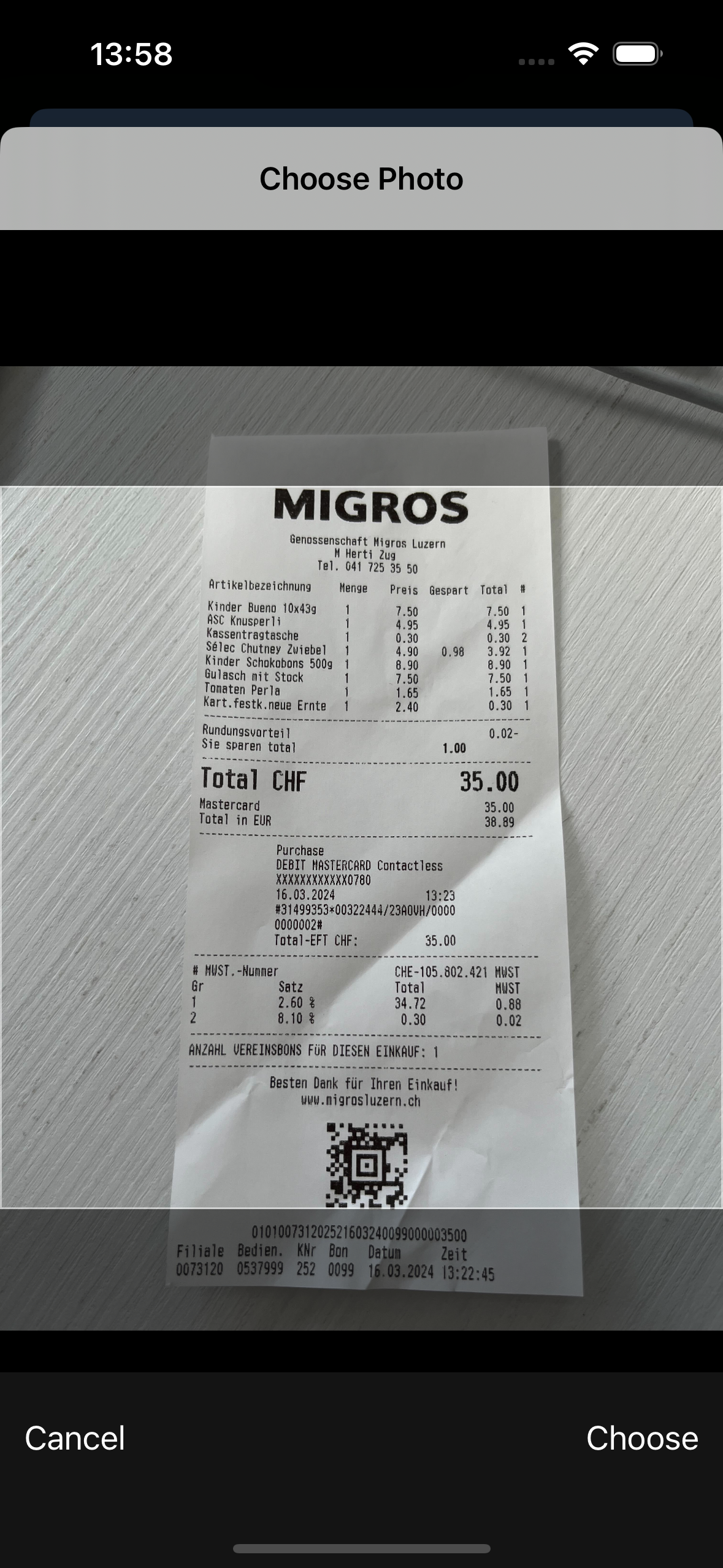 Receipt camera