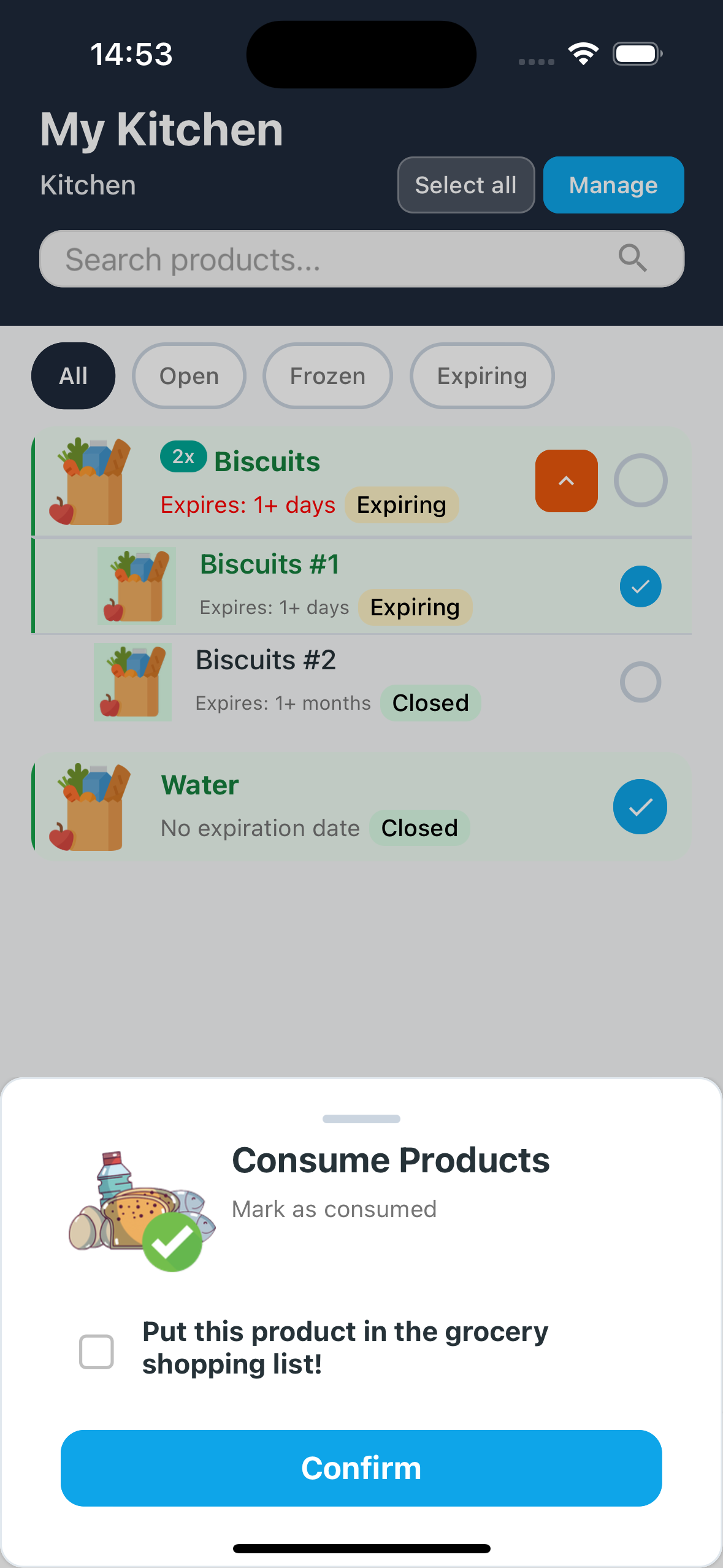 Consume modal