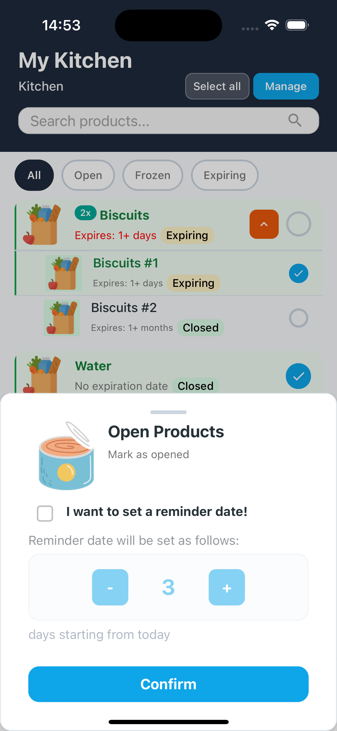 Open modal