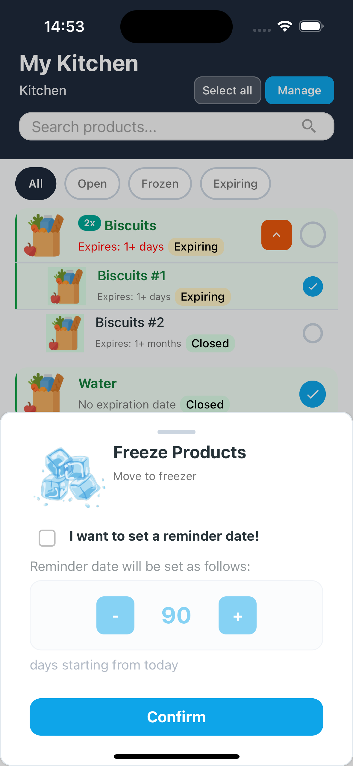 Frozen modal