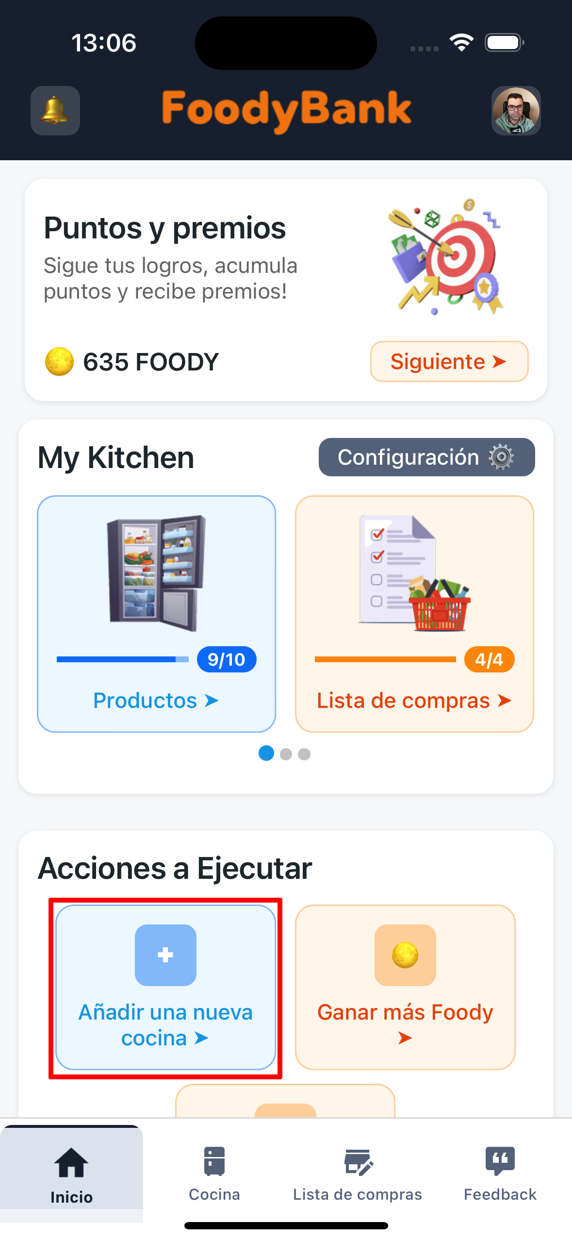 Añadir cocina desde home