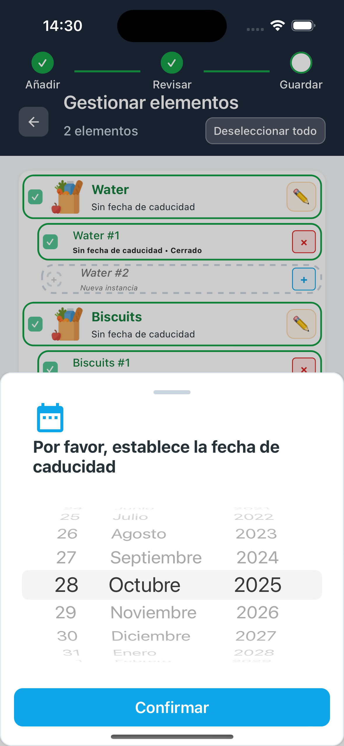 Cambio de fechas en lote