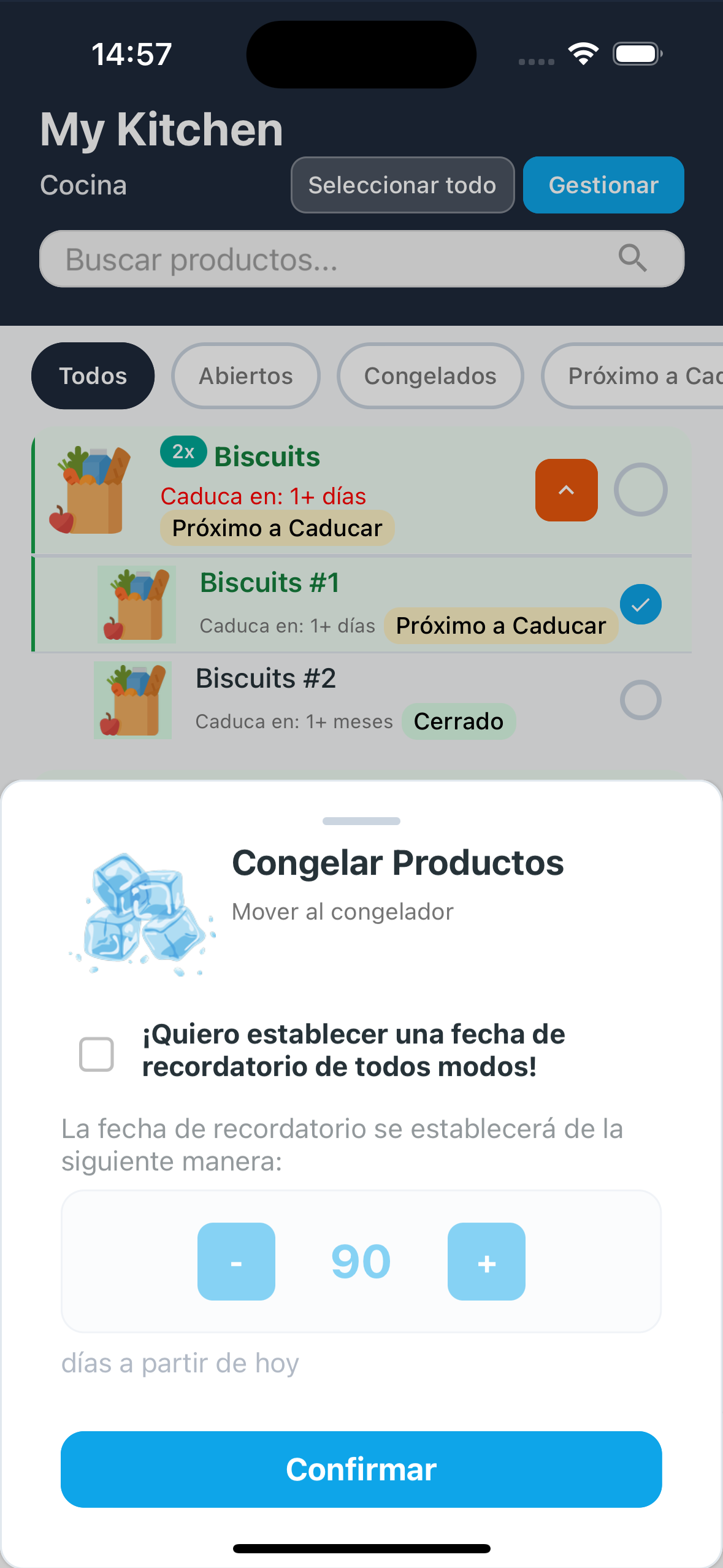 Modal congelar