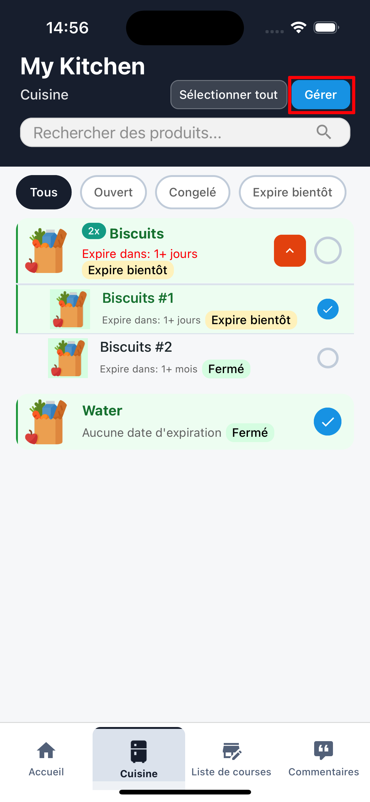 Sélectionner des produits