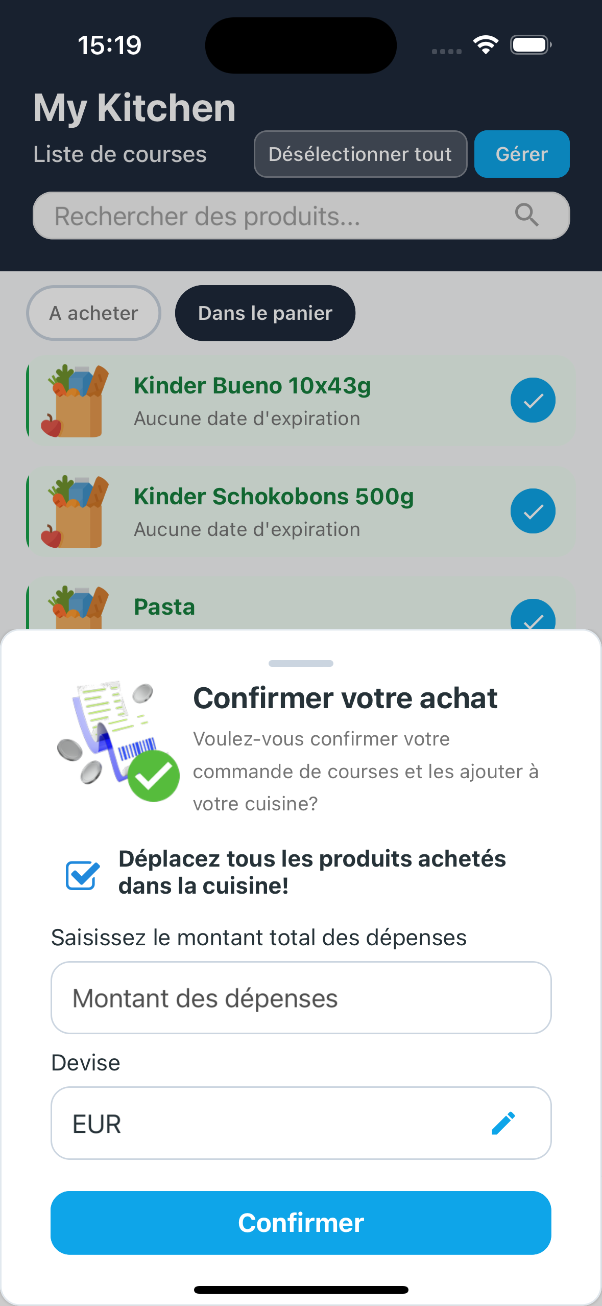 Confirmer l'achat