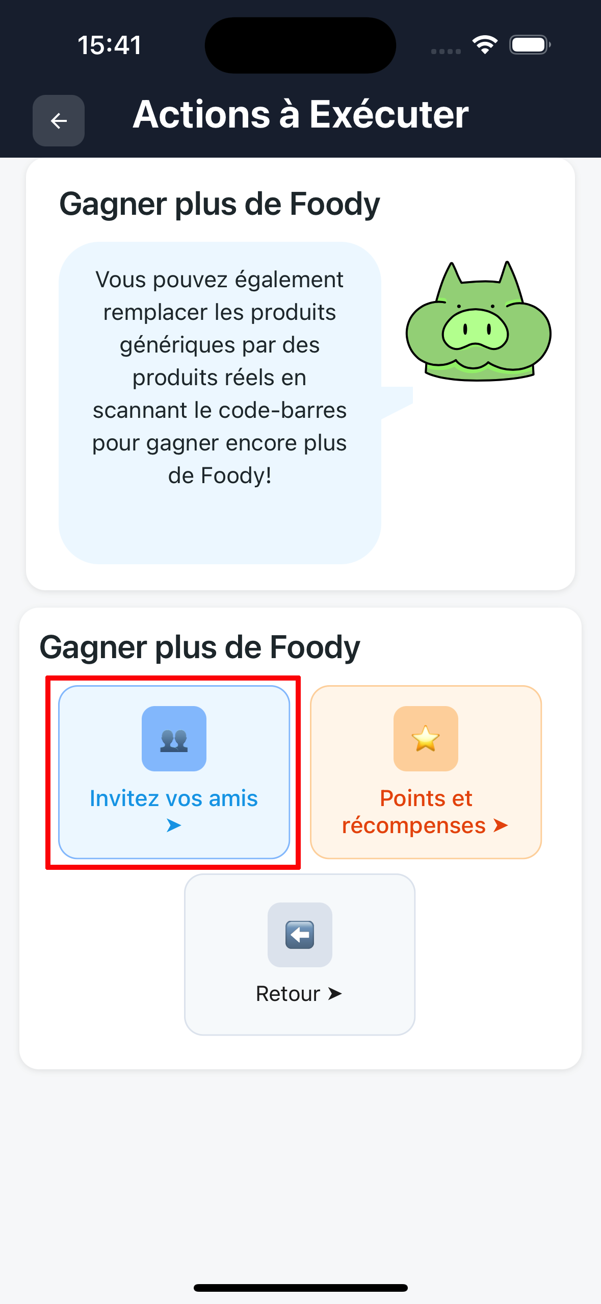 Bouton Partager l'invitation