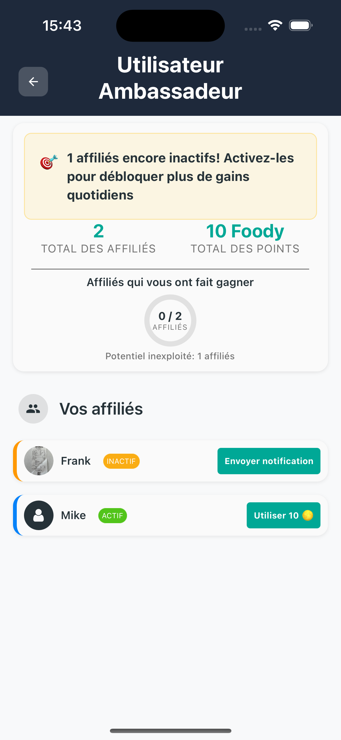 Liste des affiliés