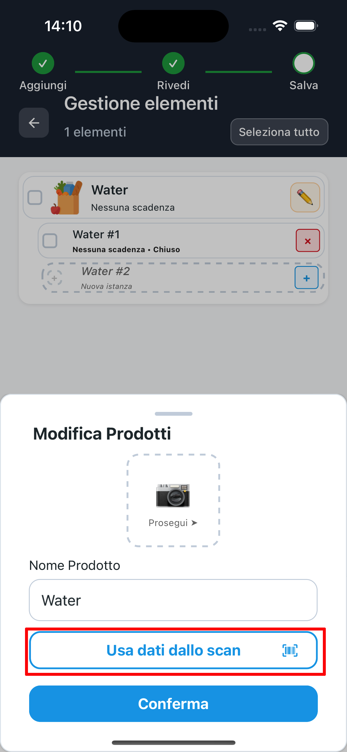 Popup modifica