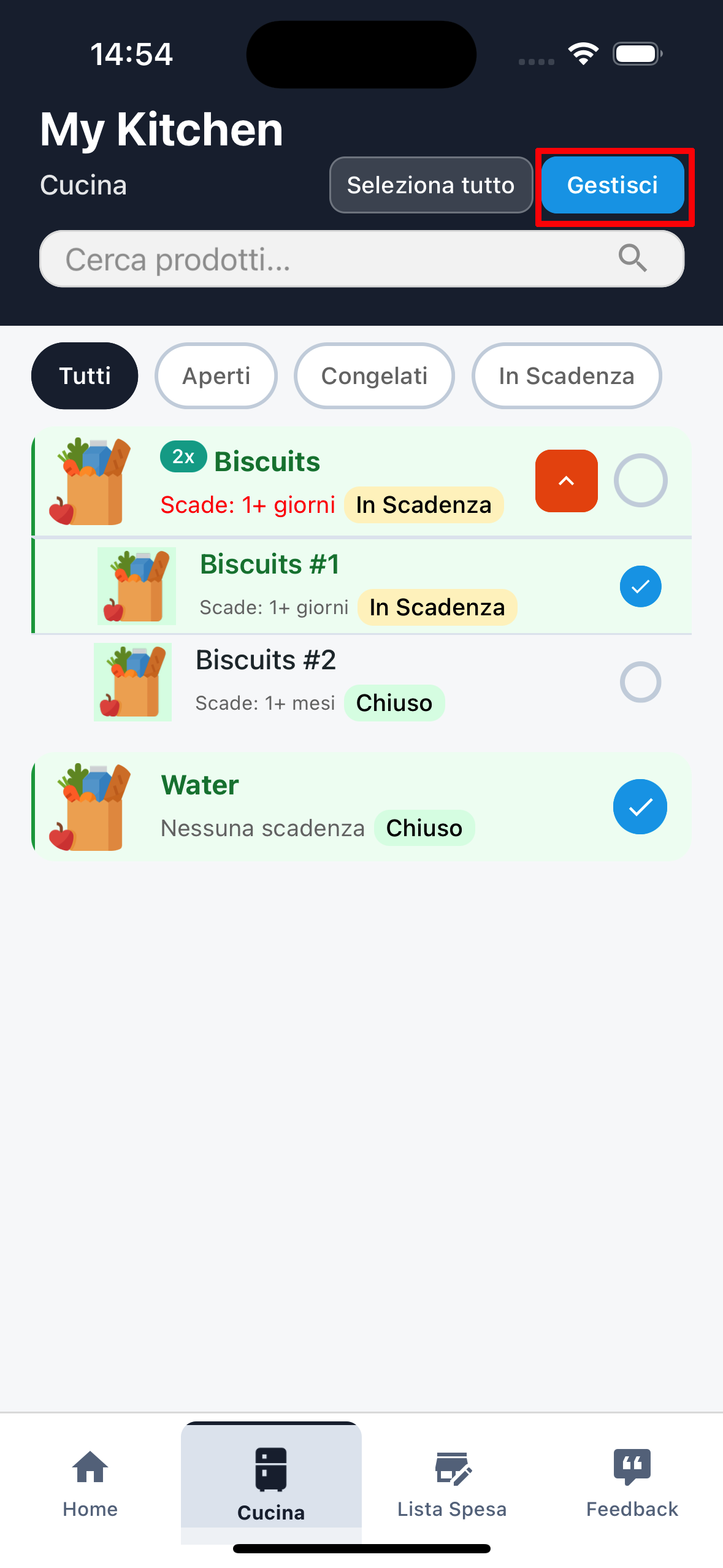 Seleziona prodotti