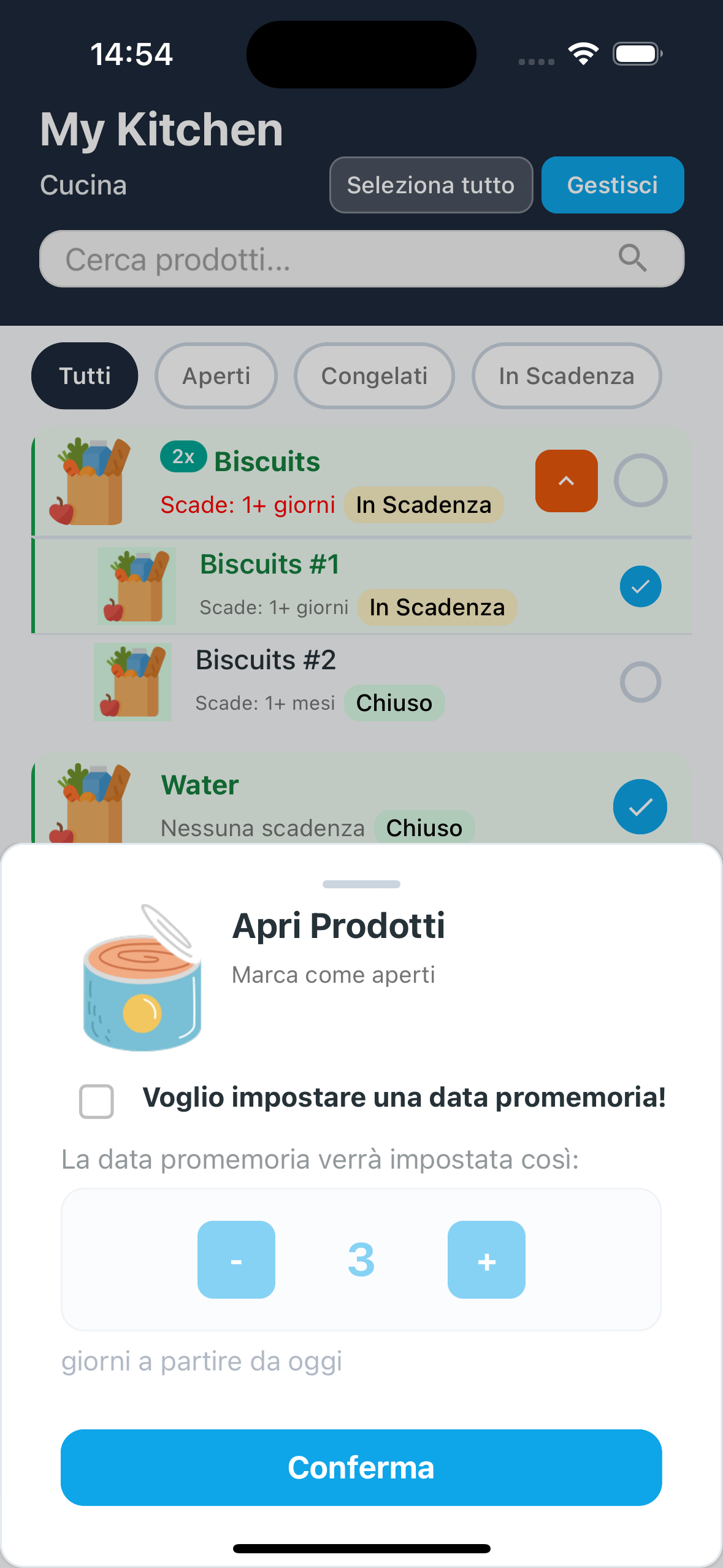 Modal aperto