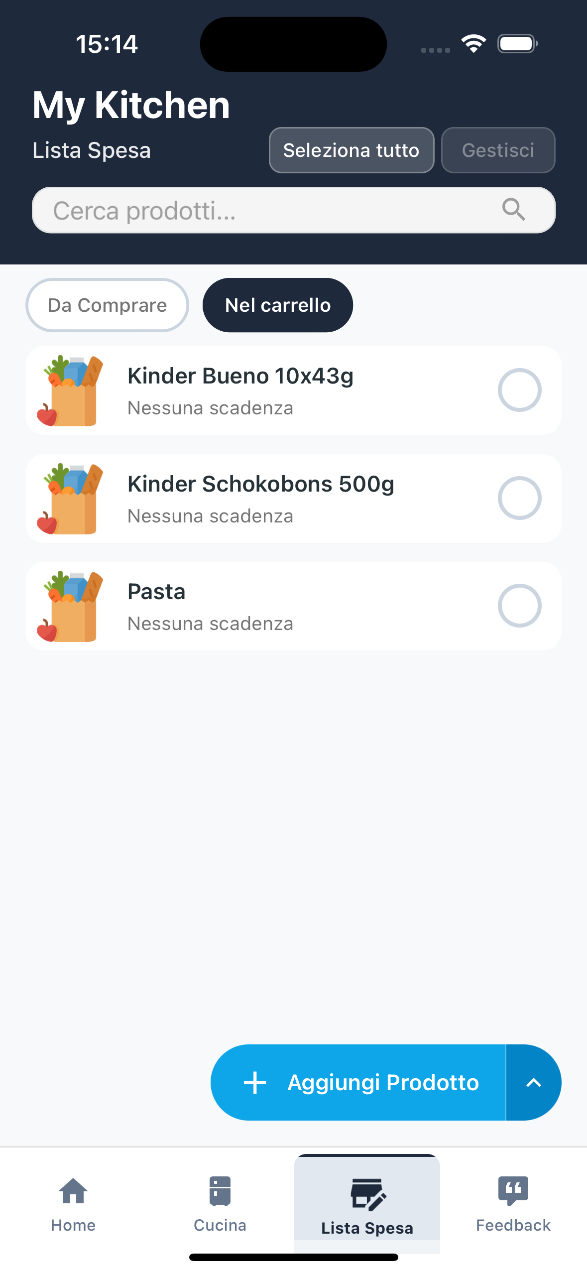 Filtri lista spesa