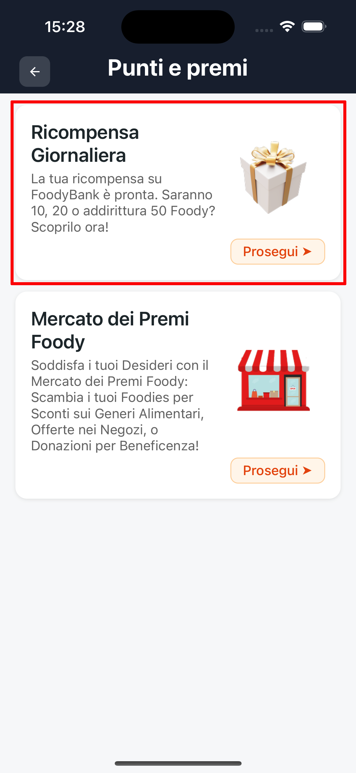 Card ricompensa giornaliera