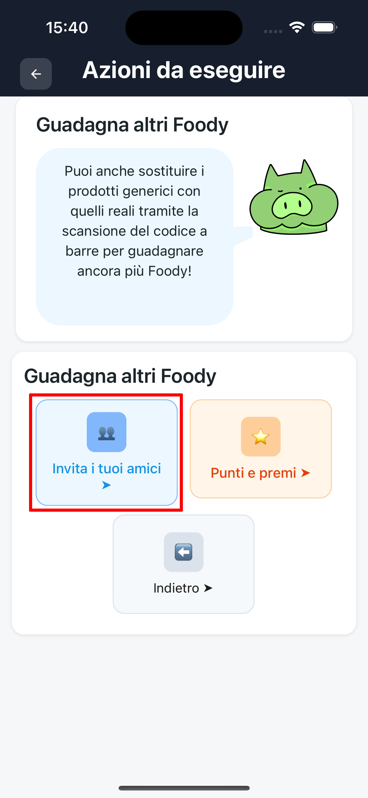 Pulsante condividi invito